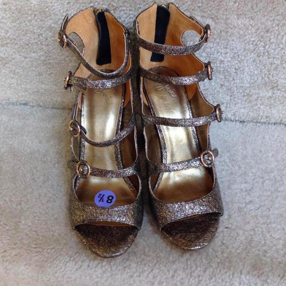 New Joie Laina Metallic Leather Heeled Sandals Retro Vintage Vibes - Picture 6 of 8